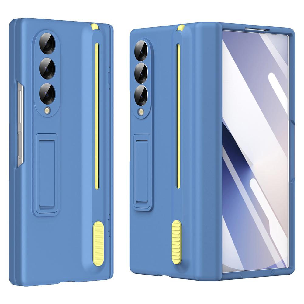 

Для Samsung Galaxy Z Fold6 5G Чехол для телефона из ПК с подставкой, защитной пленкой из закаленного стекла и стилусом Sky Blue