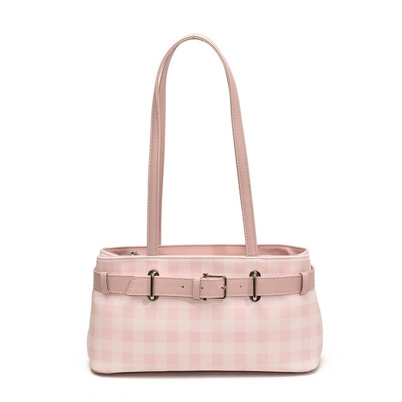 Large-capacity commuter bag women's shoulder bag summer versatile new casual plaid underarm bag tote bag