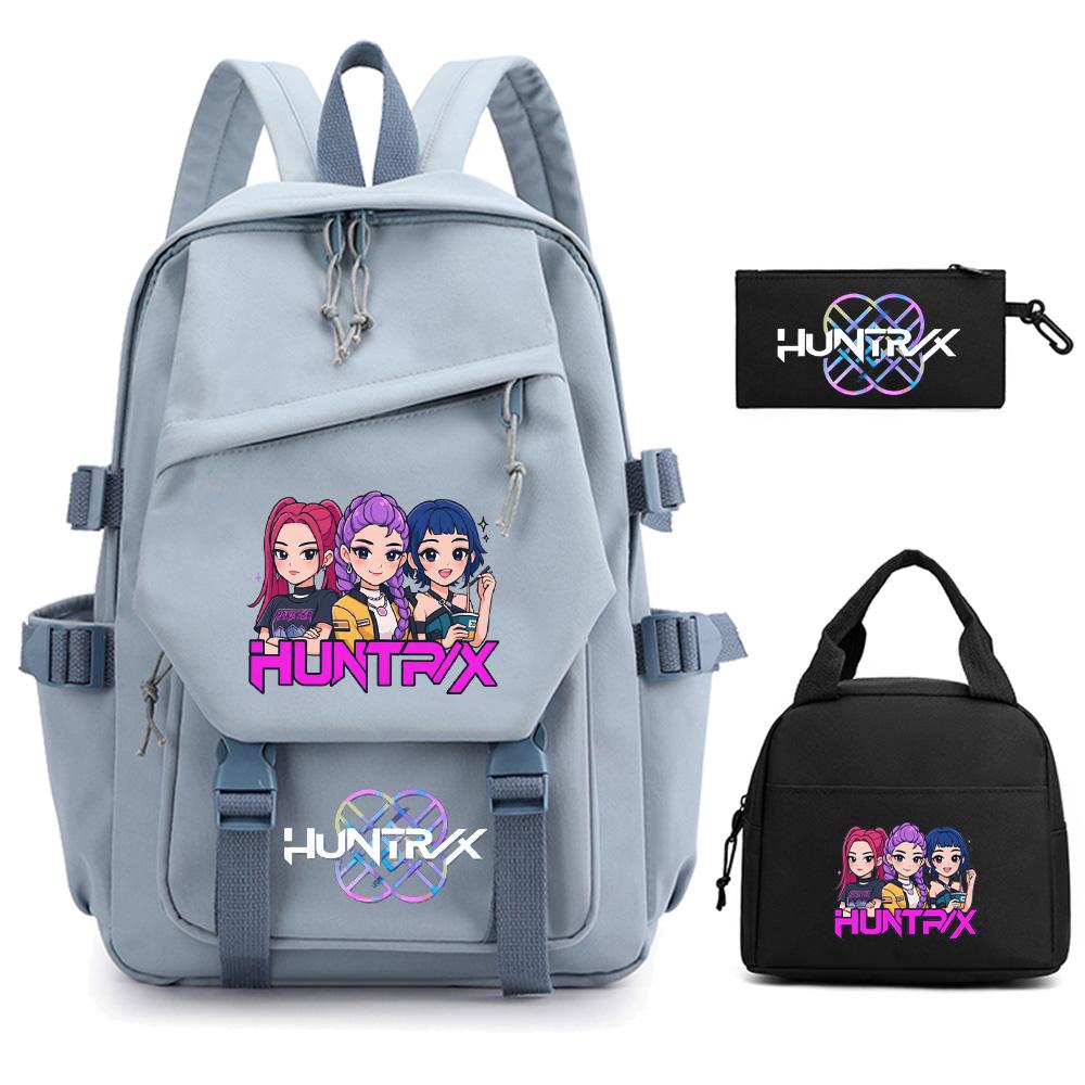 3 Stück/Set Anime Cartoon Kpop Dämonenjäger Bedruckter Rucksack für Teenager Kinder Schüler Große Kapazität Schultasche Mädchen Geschenk Damen Reisetasche Mochila