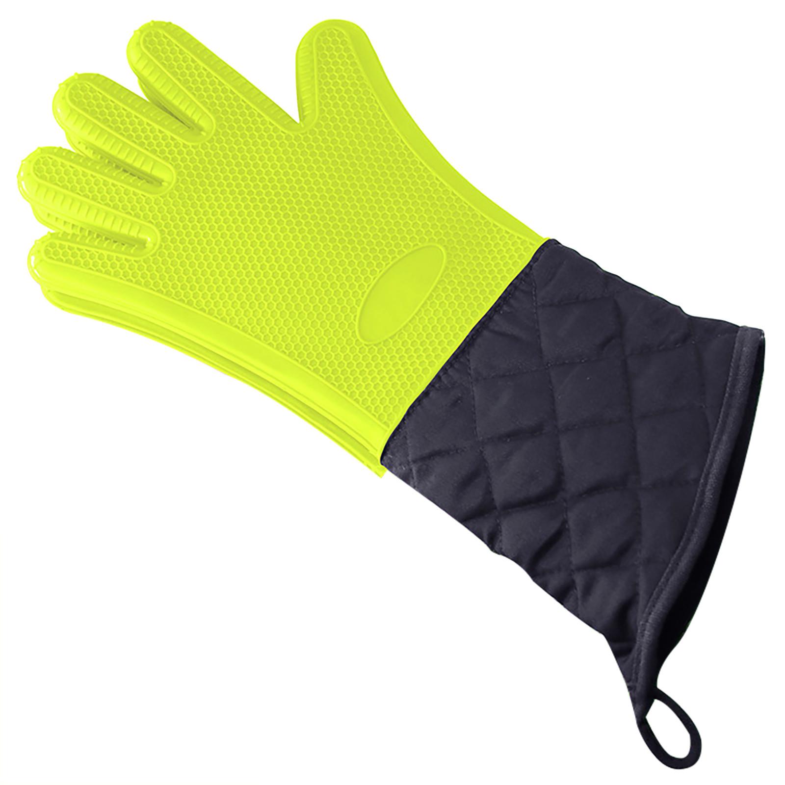 

(SU)Кухонные перчатки для гриля Силиконовые нескользящие кухонные перчатки для приготовления барбекю One size зелёный