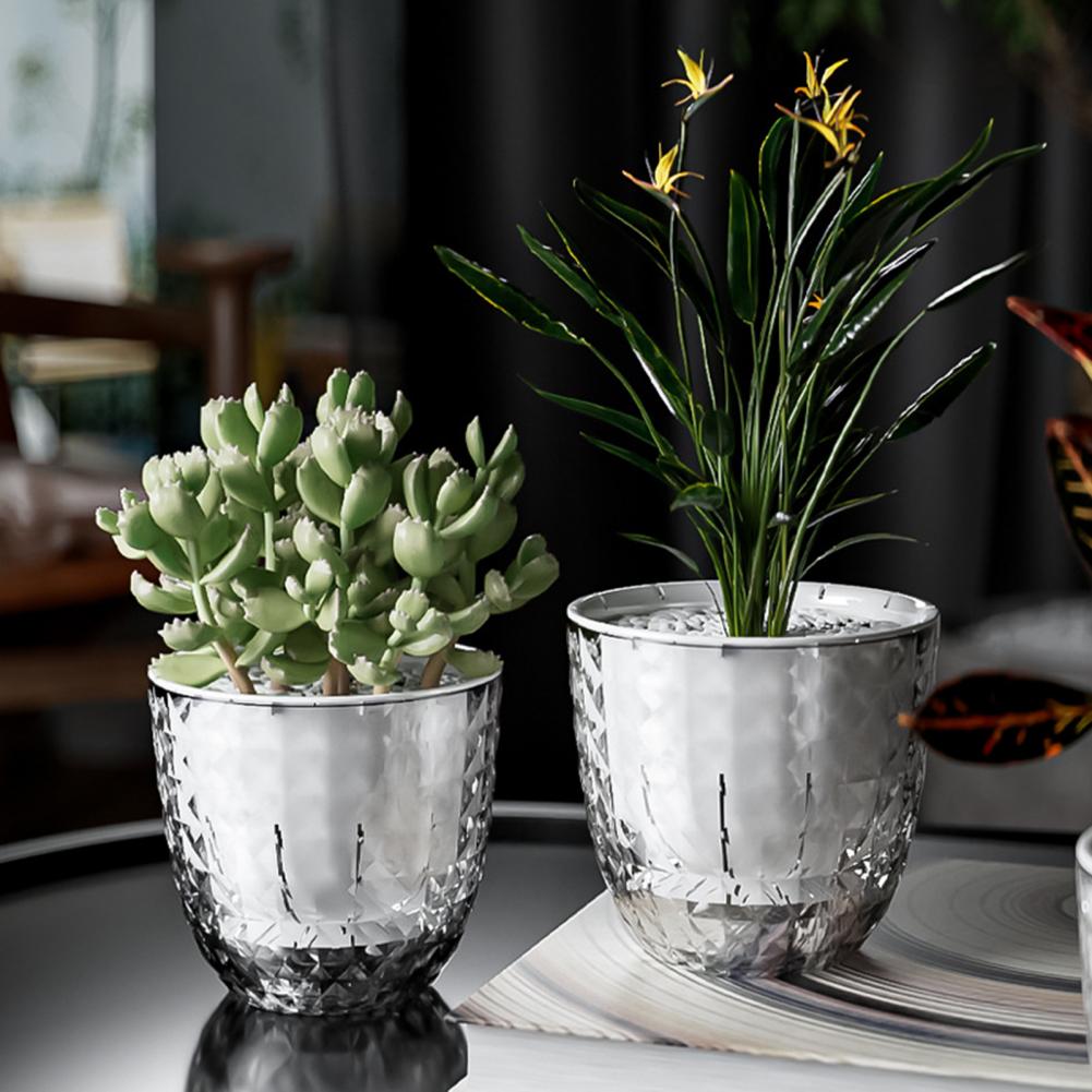 Water Storage Plant Pot Self Watering Flowerpot with Visible Double Layer Rope Planter for Indoor Plants Orchids Herb Gardening