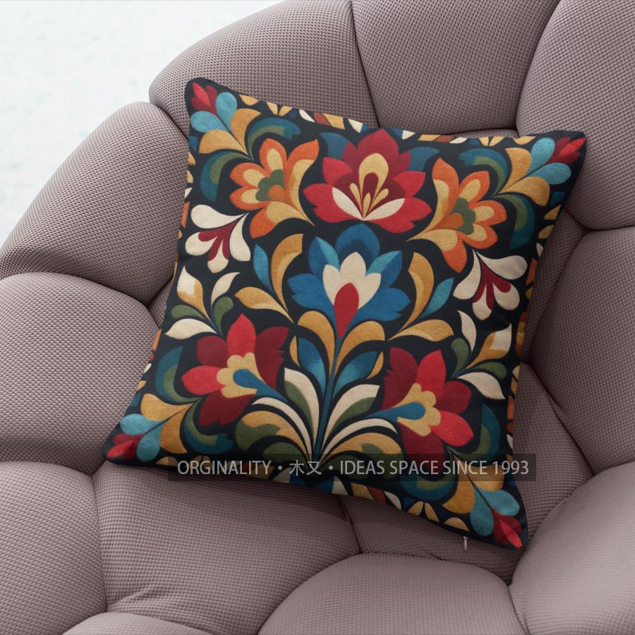 Bohemian Vintage Floral Print Throw Pillow Covers Pattern Cushion Cover Suitable For Sofa Bedroom Car Pillow Cover