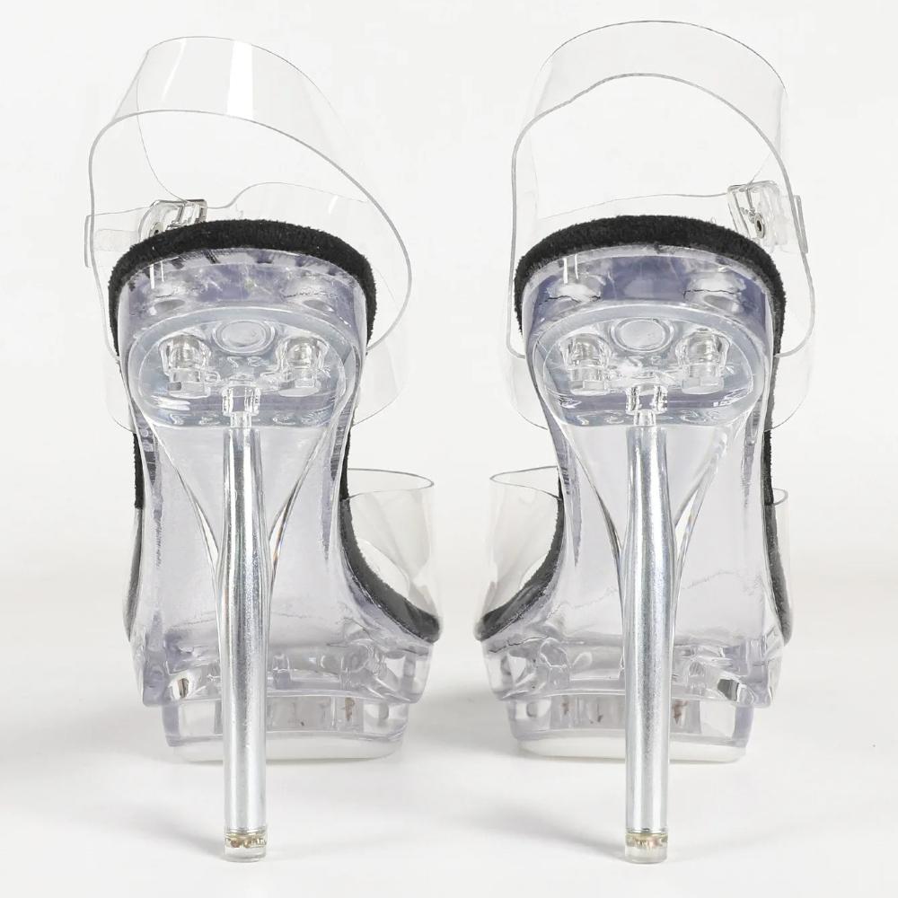 13CM Women Transparent High Heel Sandals, Thin Stiletto Platform Crystal Slippers, Sexy Nightclub Catwalk Shoes LFD-19876-1