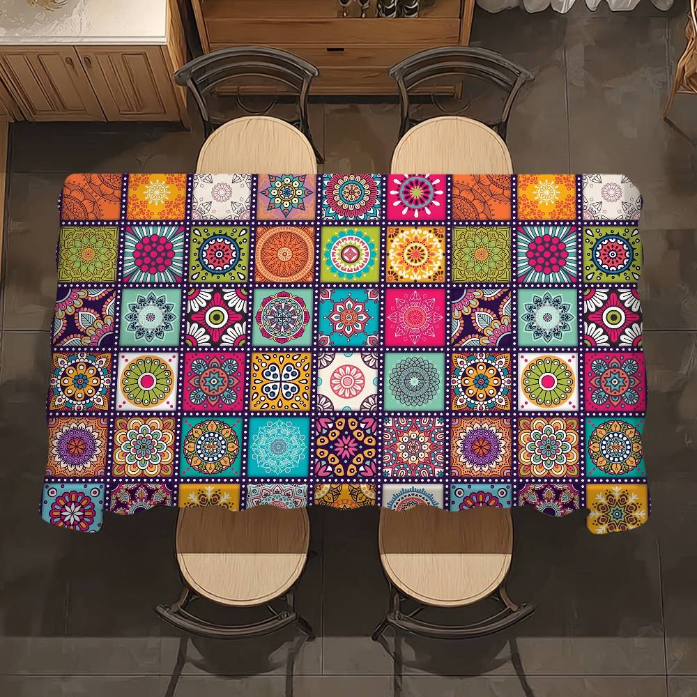 Authentic Boho Table Cloth Party Decor Dining Room Home Kitchen Patios Waterproof Stain-Proof Table Cloth