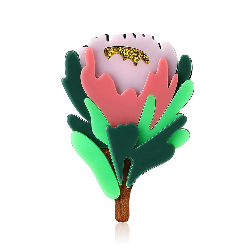 Módní univerzální akrylová květinová brož Vynikající temperament Dámský kardigan Kabát Korsáž Doplňky Rostlinná jehlice