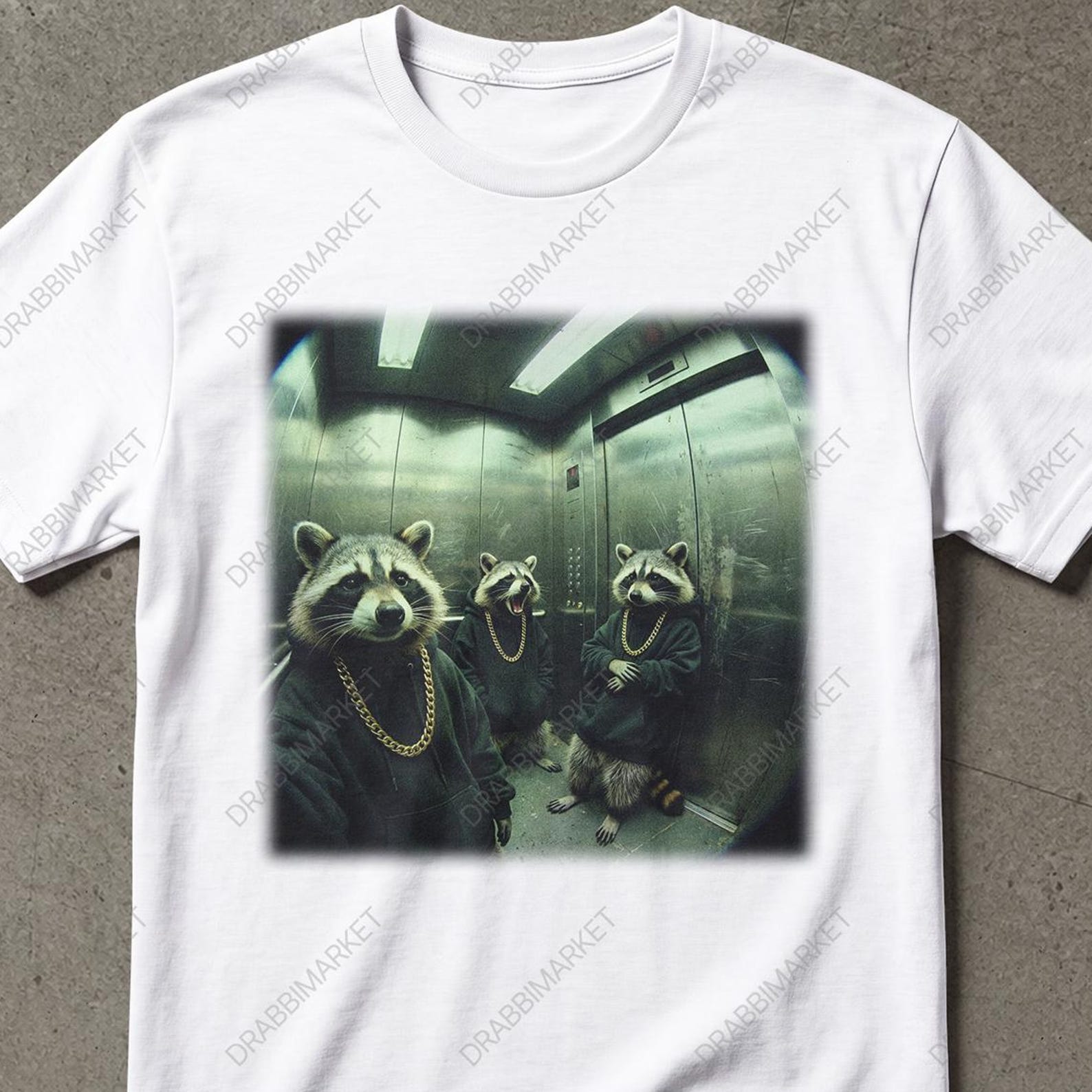 Funny Gangsters Raccoon Chilling in the Elevator Shirt, Gangster Raccoon Shirt, Raccoon Silly Shirt, Racoon Meme Shirt, Funny Street Shirt 4XL