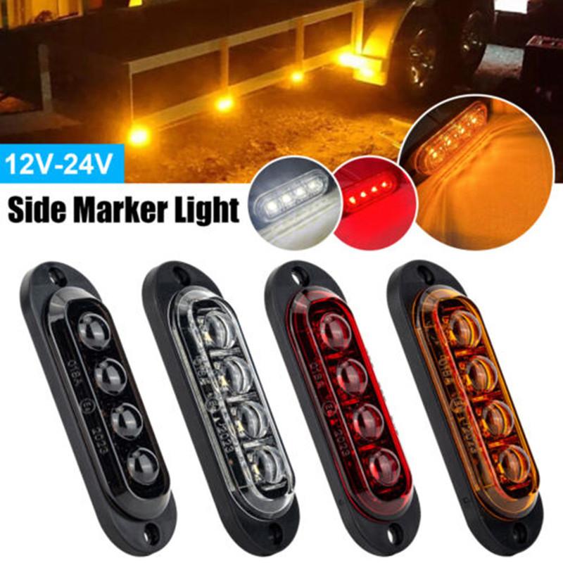 8PCS LED Side Marker Lights Trailer Lighting Lamp 12-24V 4LED Caravan Clearance Indicator Side Lights Beacon Lamp for Car Truck