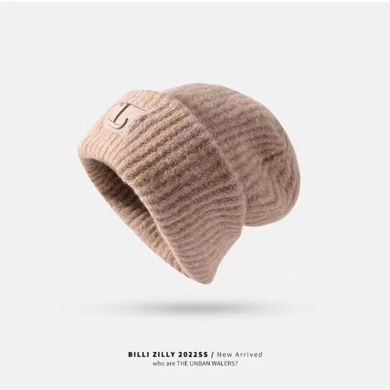 Hat Big Head Woolen Hat Women's Autumn and Winter Loose Warm Ear Protection Knitted