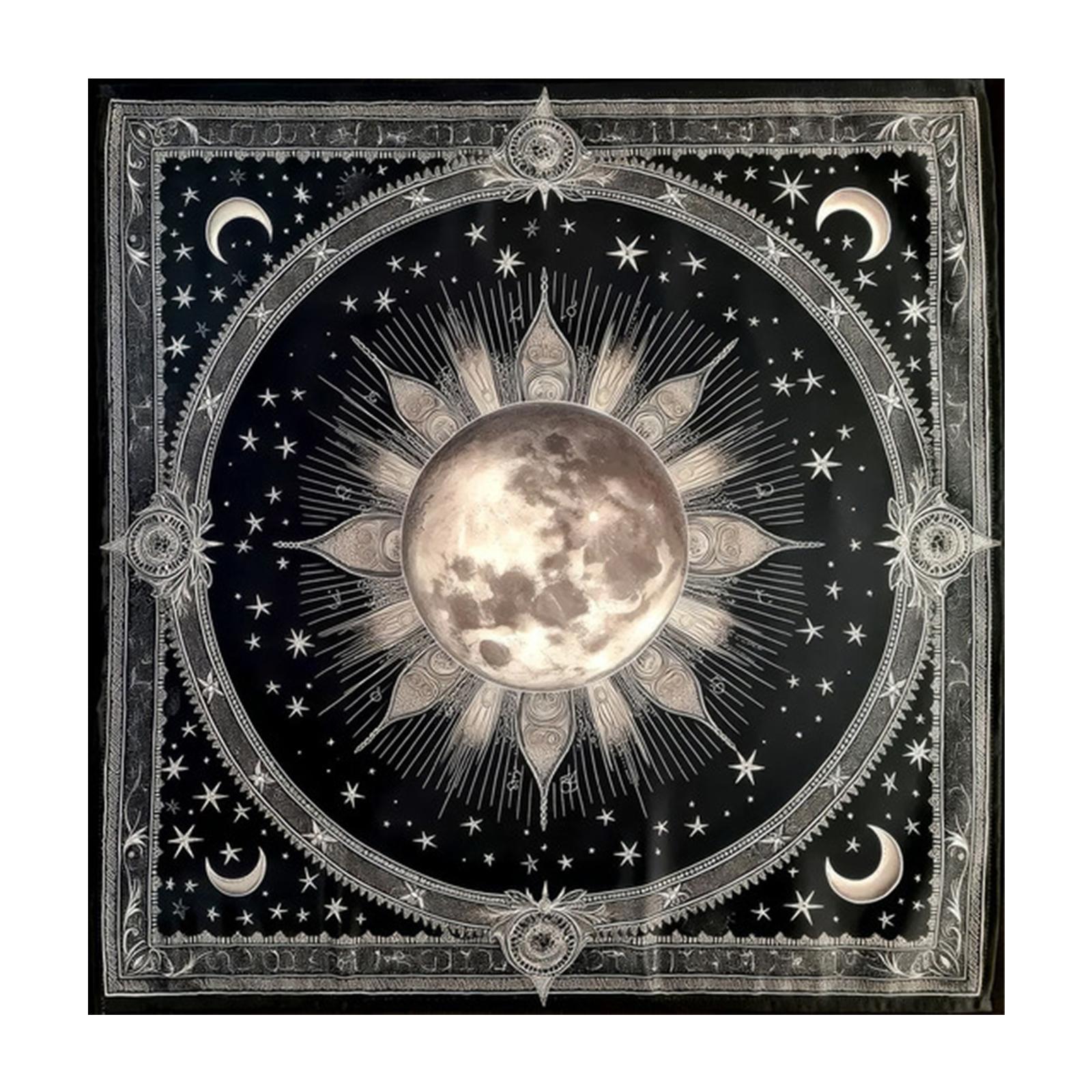 

Квадратний гобелен для ворожінь Місяць Планета Астрологія Скатертина Таро Скатертина для столу Відьомські приладдя B75