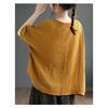 Linen T Shirt Women Art Vintage Print Loose Fashion Casual Short Sleeve Oversized Blouse Summer Trend Thin