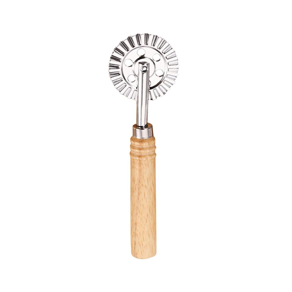 2 Pcs Biscuits Wheel Cutter, Pasta Cutter Wheel, Ravioli Pizza Cutter Wheels With Long Wooden Handle Dumpling Lace Making Noodle Dough Ruffled Edge