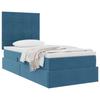 Storage Bed with Mattress Dark Blue 90 x 200 cm Velvet