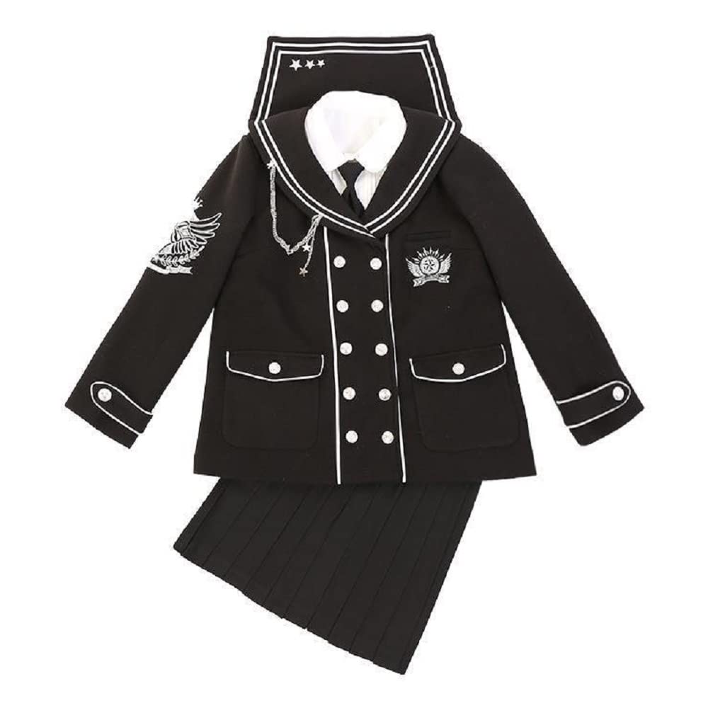 ONE Uniform Cosplay Dlouhý rukáv Silný kabát Bílá Halenka Sukně Kravata Gotická Lolita Cosplay Costume Layer Minisukně Černá Vojenská Uniforma Lolita plisovaná