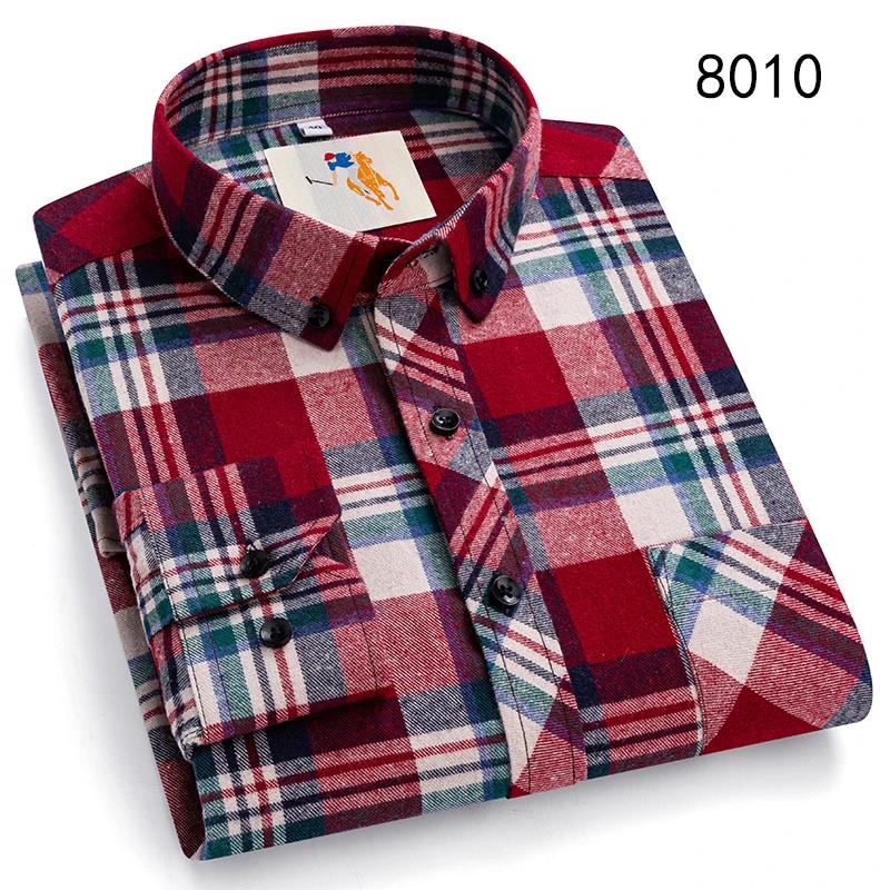 

Flannel Plaid Shirts For Men Classic Style Long Sleeve Turn Down Collar Casual Clothing Daily Use Easy Care Soft Material Shirts 42