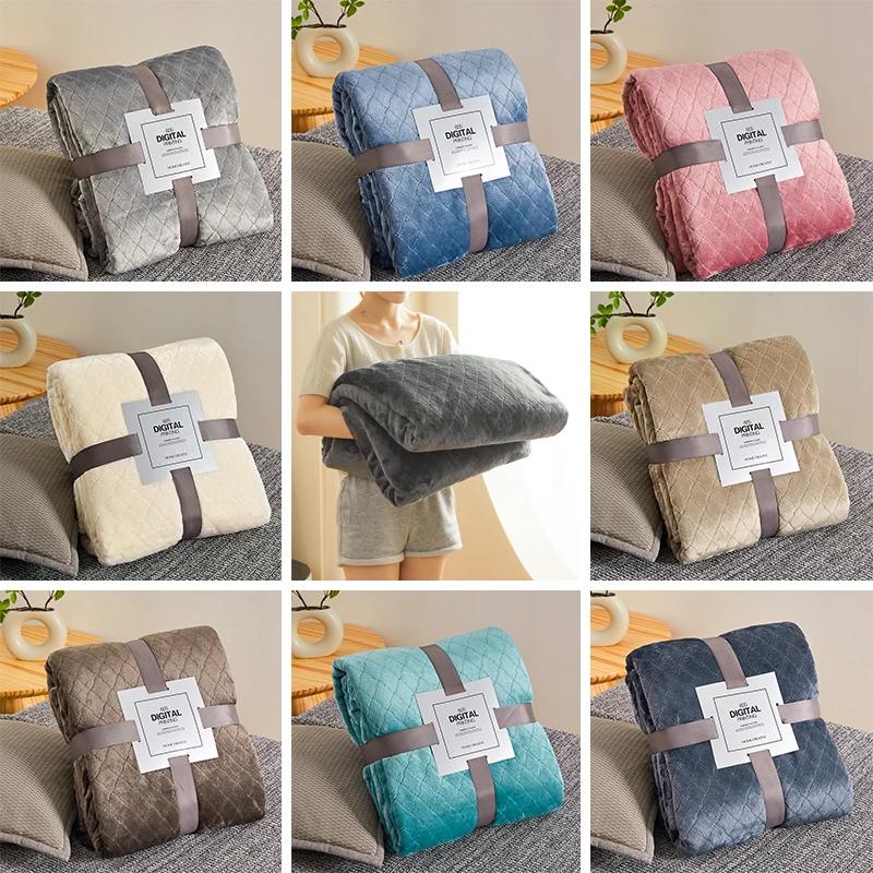 Puszysty kocyk z koralowego aksamitu, flanelowy, pluszowy, wygodny, pogrubiony i ciepły, miękki koc na sofę do klimatyzowanego pokoju, luksusowy