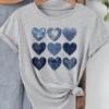 Women Cowboy Heart Print T-Shirt for Valentine's Day Gifts Fashion Crew Neck Short Sleeve T-Shirt Casual Women's Clothing