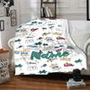 Custom Name Cute Cars Theme Printed Blanket - Perfect for Couch, Bed, Travel & Outdoor Use | Machine Washable, Cozy & Durable.