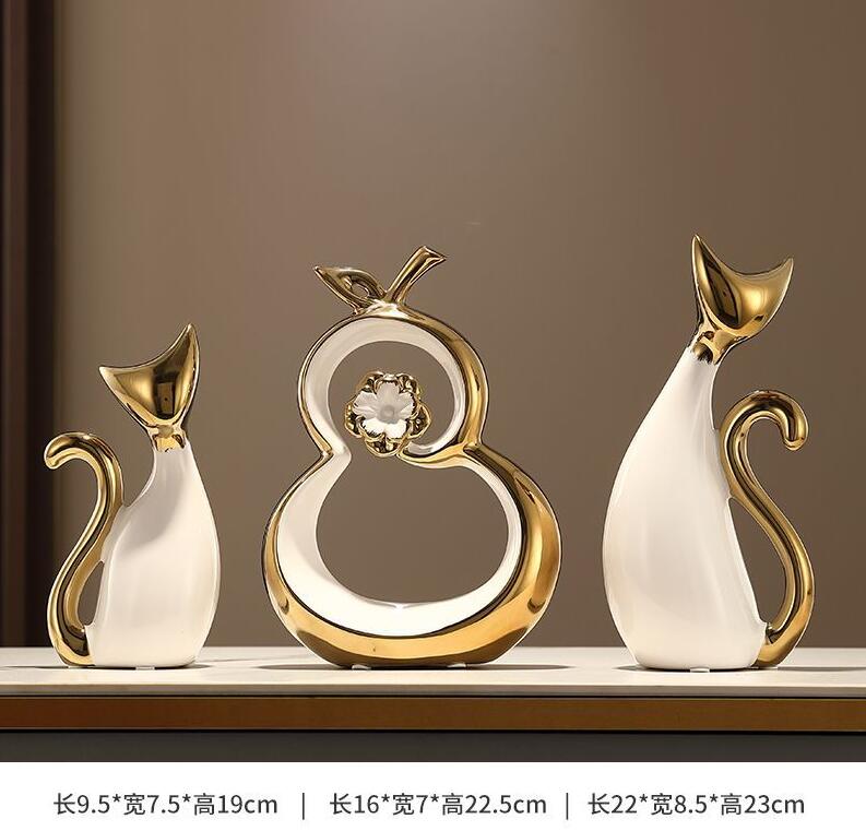 Modern Luxury Ceramic Cat Ornaments Office Store Cafe Table Sculpture Crafts Home Livingroom Porch Table Figurines Decoration