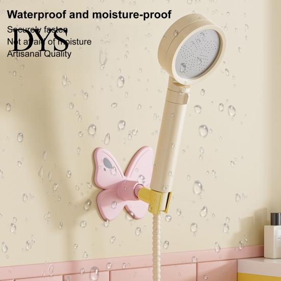 Bathroom Wall Organizer Butterfly Shower Head Holder, Mounted Self-adhesive Handheld Pet Bathing Holder Bracket, Universal Adjustment Waterproof