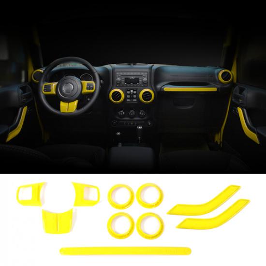 10X Interior Dashboard Console Decor Cover Trim For Jeep Wrangler JK 2door 2011+