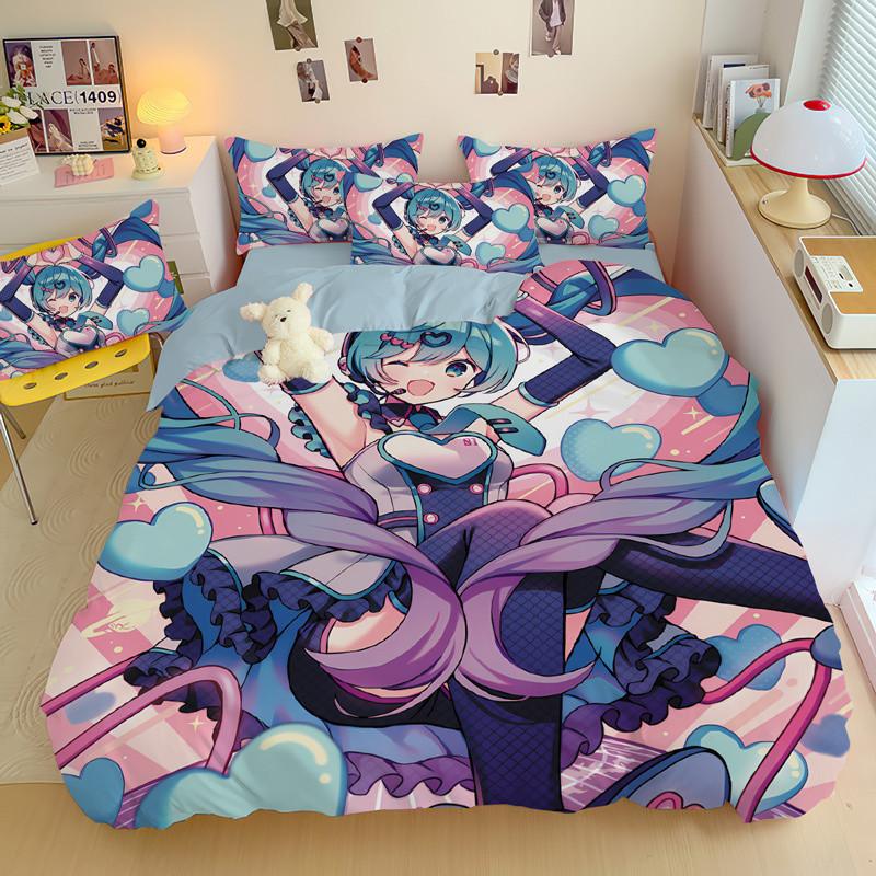 Anime Hatsune Miku Creative Peripherals Duvet Cover Merry Bedding Set Queen King Full Size for Holiday Bedroom Teens Women Gifts