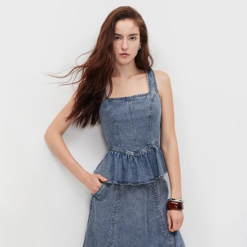 Only Women's Summer Tencel Sleeveless Denim Two-Piece Dress