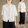 DIMANAF Summer 2026 Women Plus Size New Blouse Shirt Short Sleeve Casual Loose Lady Tops Shirts Cotton Print