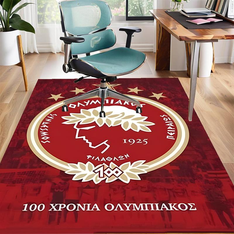 Olympiacos F.C Polyester Carpet, Soft Indoor Mat for Office Chair, Living Room, Computer Desk - Decorative Home Office Rug Design