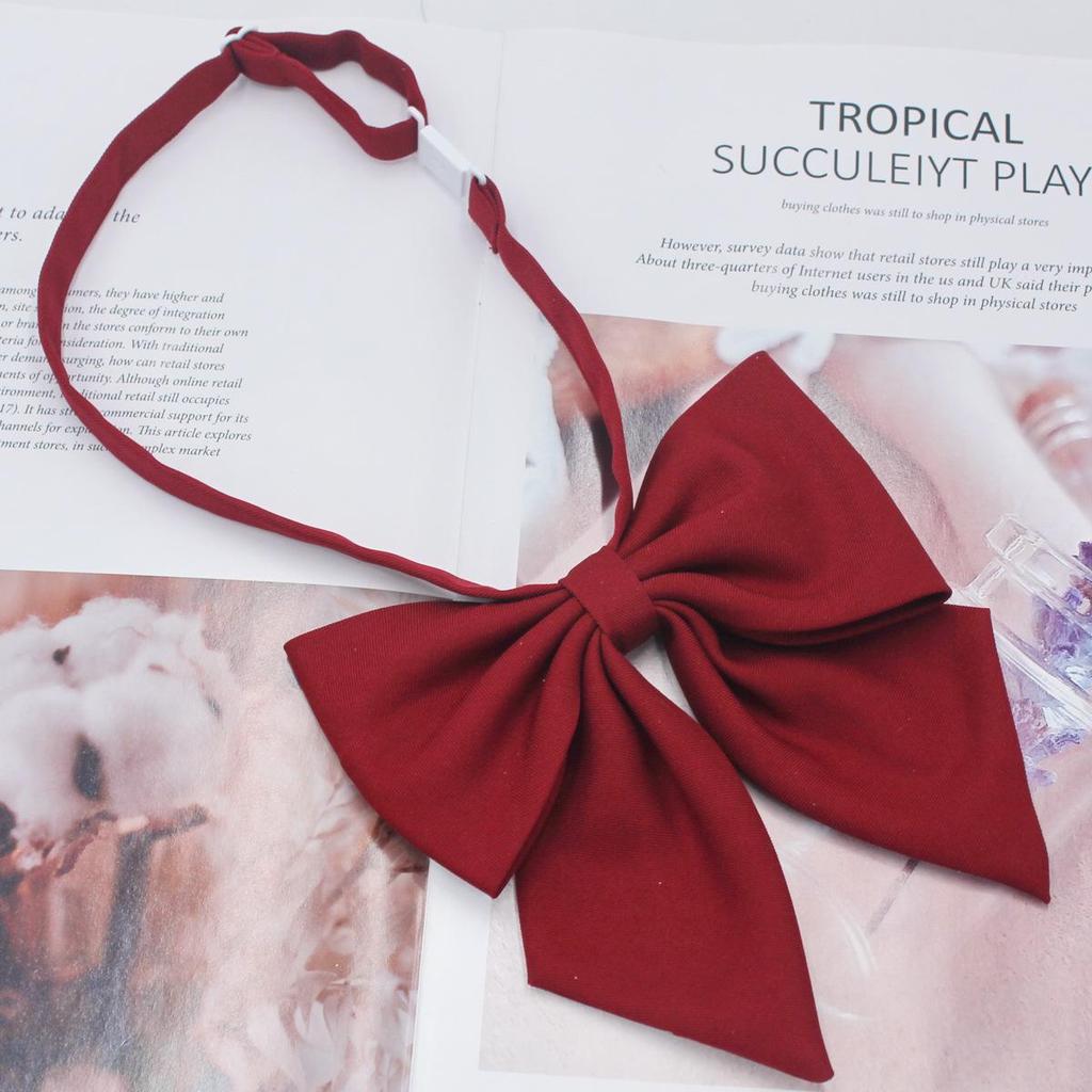 Matte Red Feather Bow Tie Brooch for Women - Plus Size Korean Academy Style