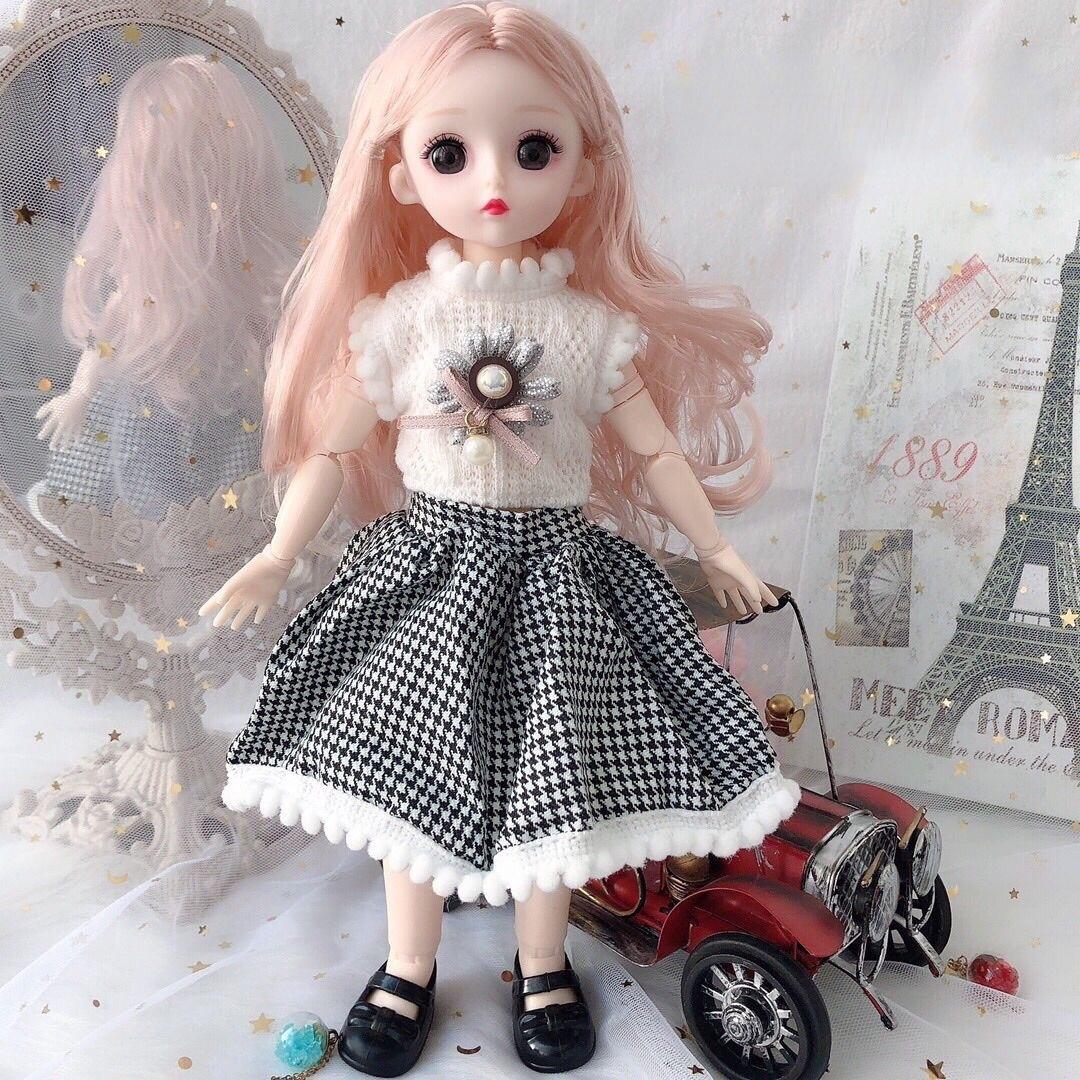 

Мини-подвижная 13-шарнирная кукла 15 см, игрушка для девочек, 3D большие глаза, BJD принцесса, полная одежда, коллекция платьев, детская кукла в подарок B