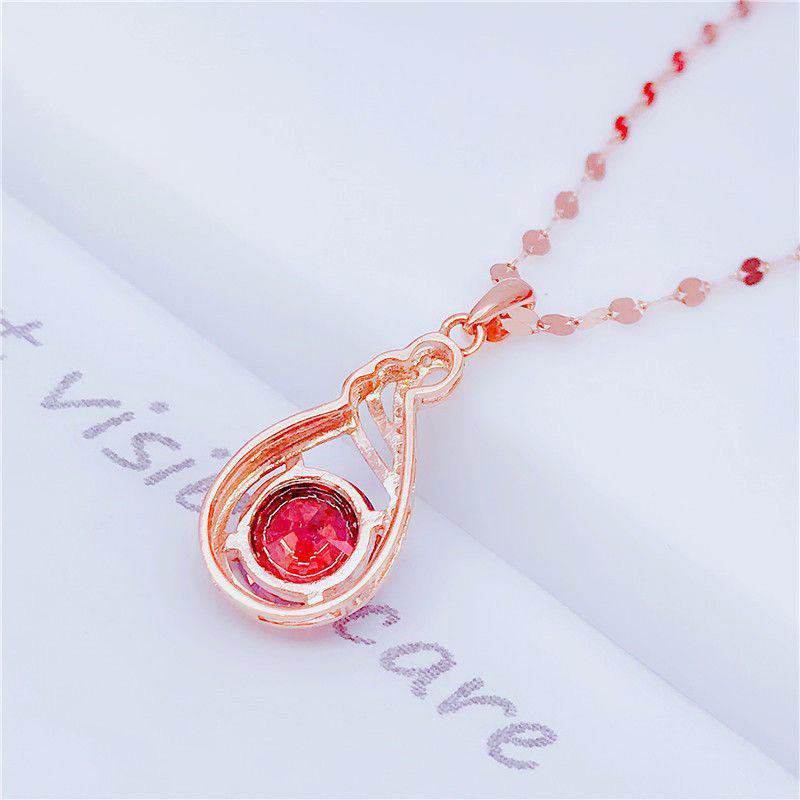 Exquisite Russian 585 Purple Gold Inlaid Egg Surface Pendant Rose Gold Plated Exquisite Korean Version Of High-End Design Necklace