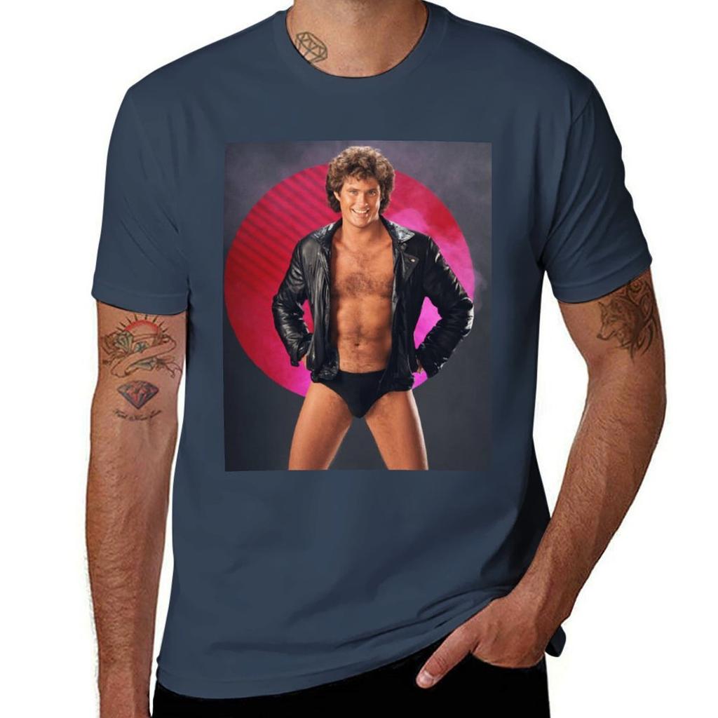 David Hasselhoff Vintage Tshirt Summer Clothes Quickdrying Funnys Plain Mens Clothing