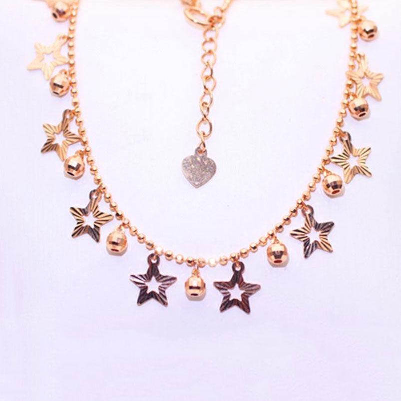 

Starry Faux Russian Purple Gold Star Necklace, Minimalist Japanese & Korean Rose Gold-Plated Clavicle Chain