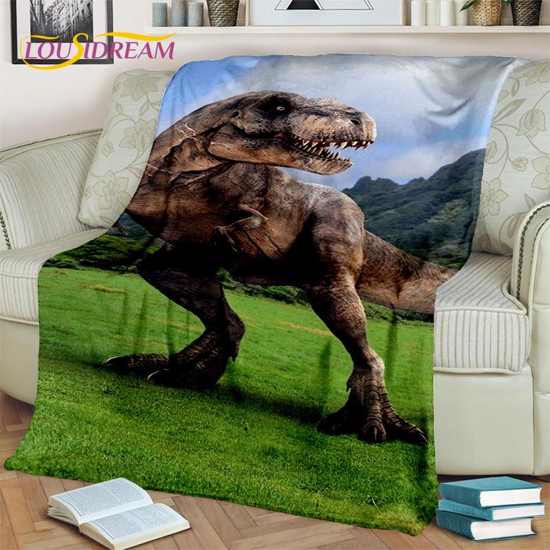 Jurassic Park Dinosaur 3D Cartoon Blanket,Flannel Throw Blanket for Home Bedroom Bed Sofa Picnic Office Hiking Leisure Nap Gift