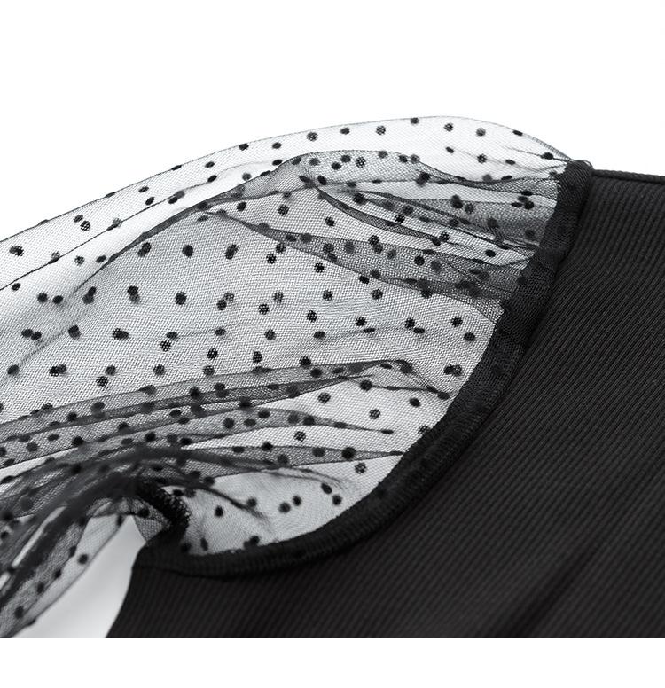 CANVAUS Höst Dam Halvhög Hals Långärmad Puffärm Åtsittande Underdel