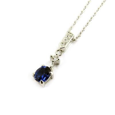[L2939] - Silver 'Scarlett' Sapphire Necklace