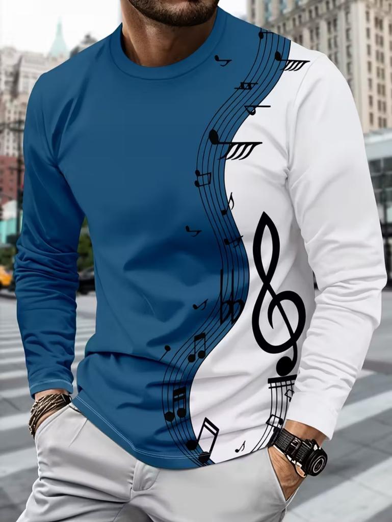 T-shirt Strumenti Musicali da Uomo Chitarra Pianoforte Stampa 3D Manica Lunga Tee Harajuku Y2k Tee Streetwear Top Oversize Abbigliamento Uomo