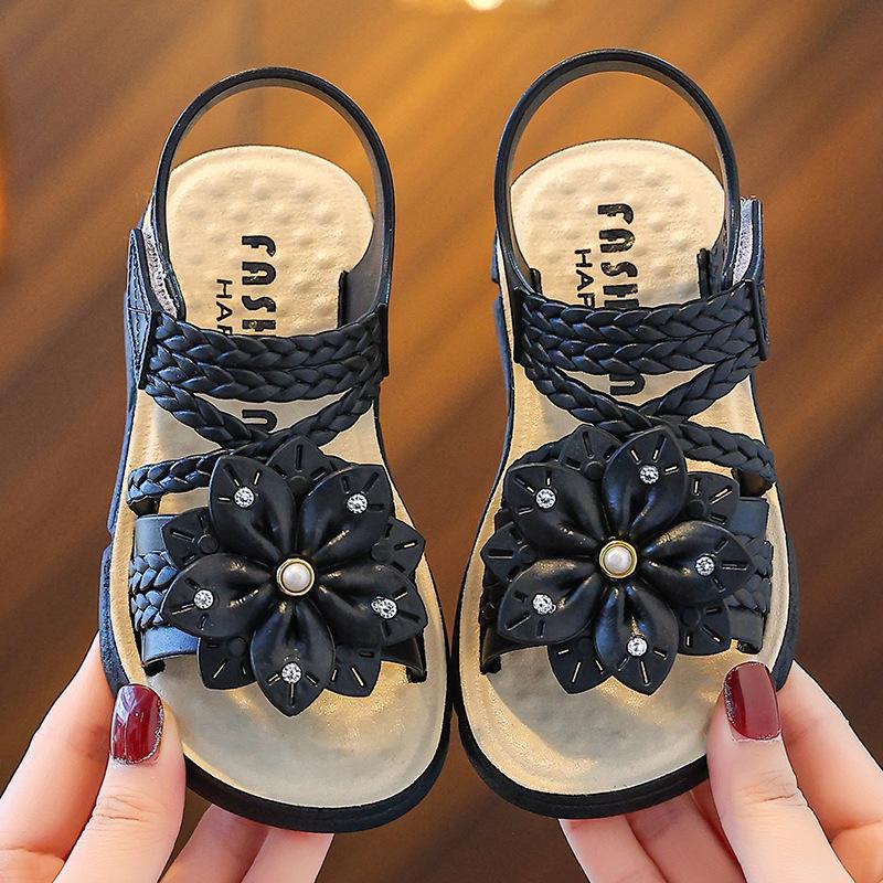 Girls' sandals, princess, net celebrity, fairy, western style, summer non-slip soft bottom, small, medium and large children's open-toed sandals