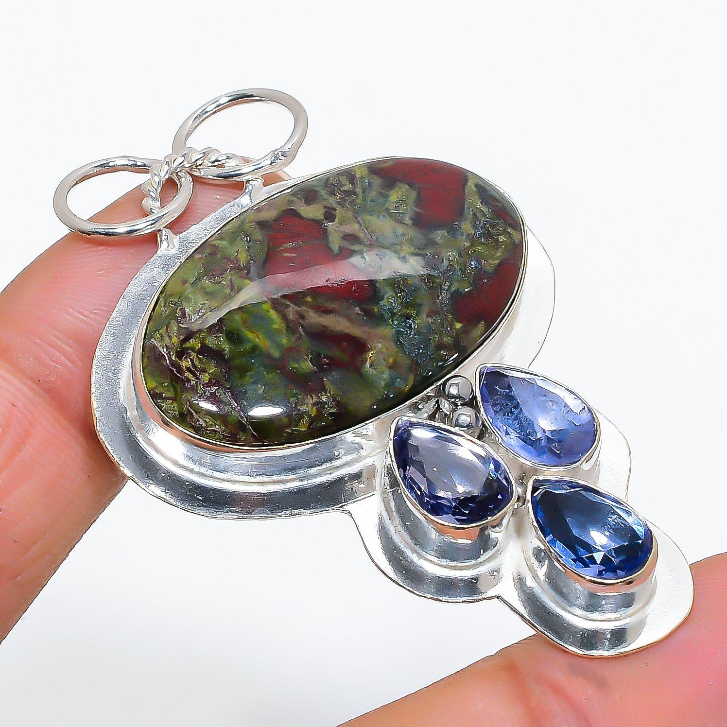 

Dragon Jasper, Iolite Gemstone Handmade Ethnic Jewelry Pendant 2.40 VR-3831