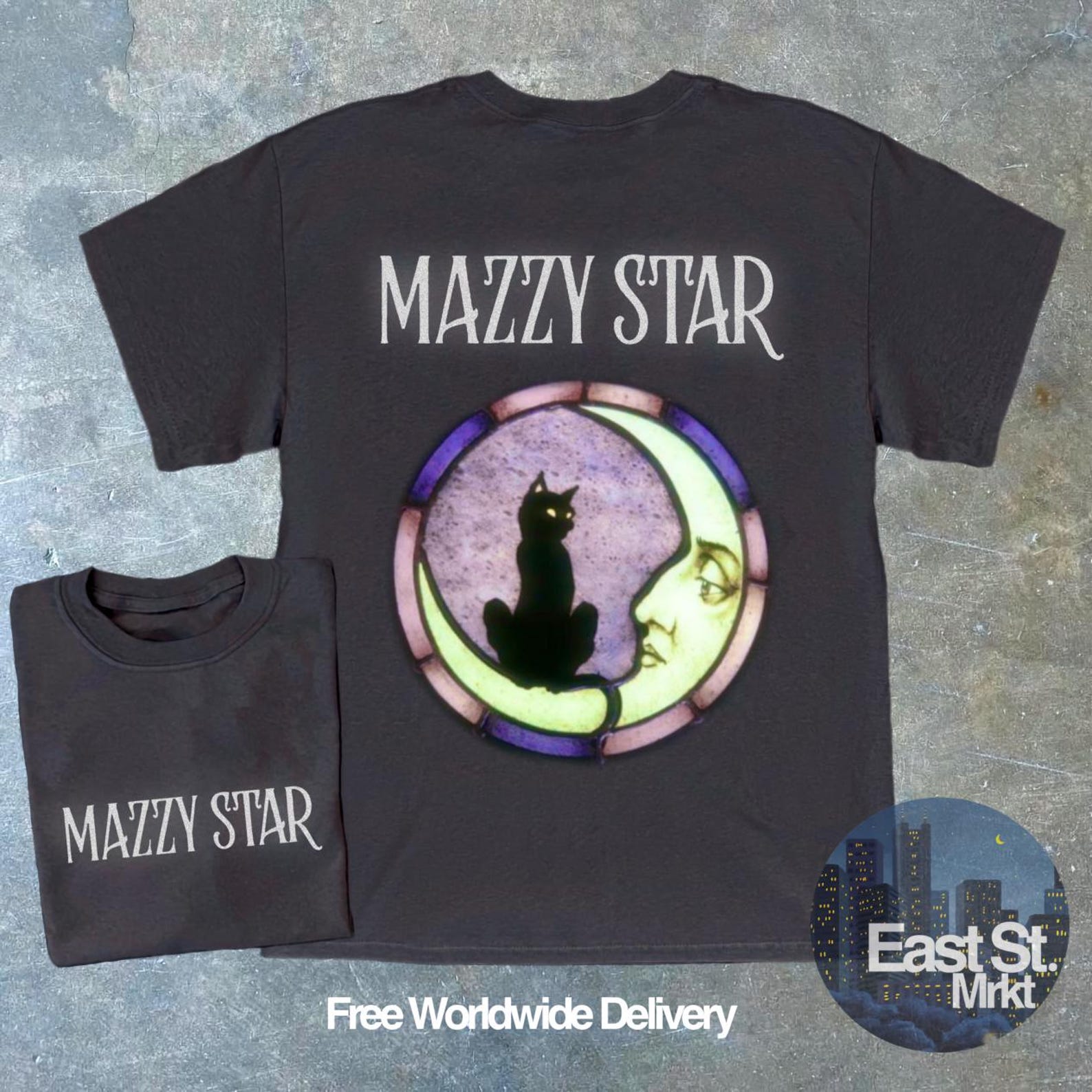 Mazzy Star Moon Cat T-Shirt: Vintage 90s Grunge Tee M