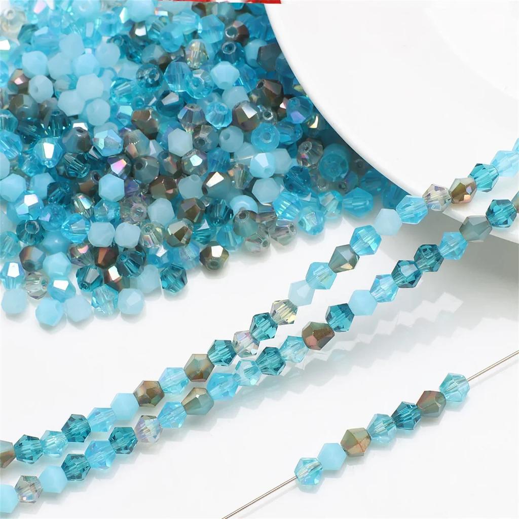 TX20 4mm 200pcs Series Irregular Color Series Faceted Glass Bead Handmade Bicone Beads Making Shiny DIY Bracelet Charm Necklace