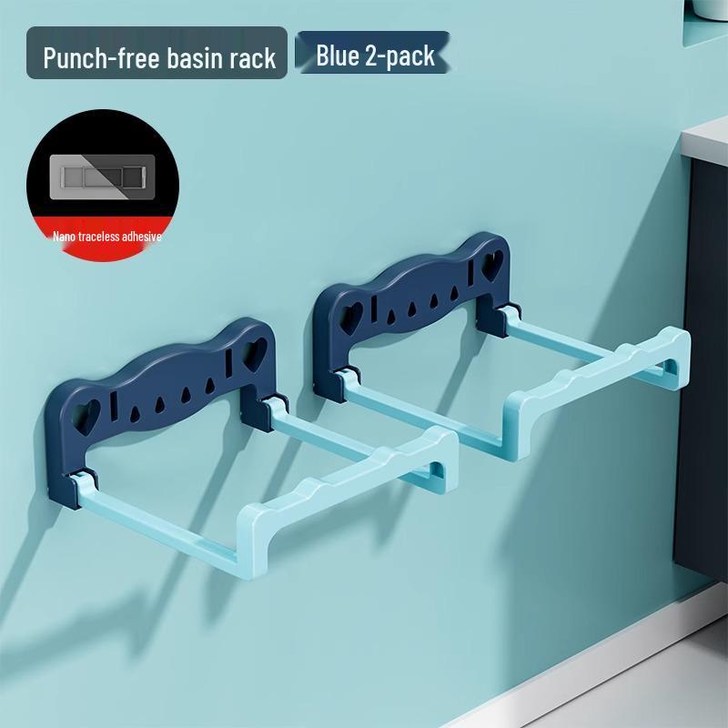 Foldable Wall-Mounted Bathroom Organizer: Punch-Free Storage Shelf & Basin Rack