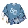 Loose Casual Women's Sweatshirt - 'Yes, I'm Cold' Print, Round Neck