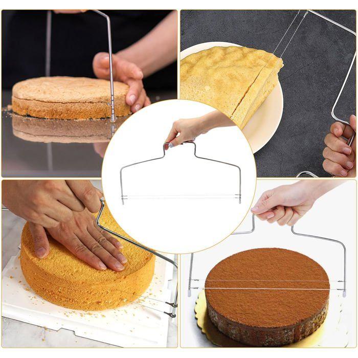 2 pièces - Coupe-gâteau en acier inoxydable - Outil de découpe pour fond de gâteau - Hauteur - Fil de coupe - Accessoires de pâtis