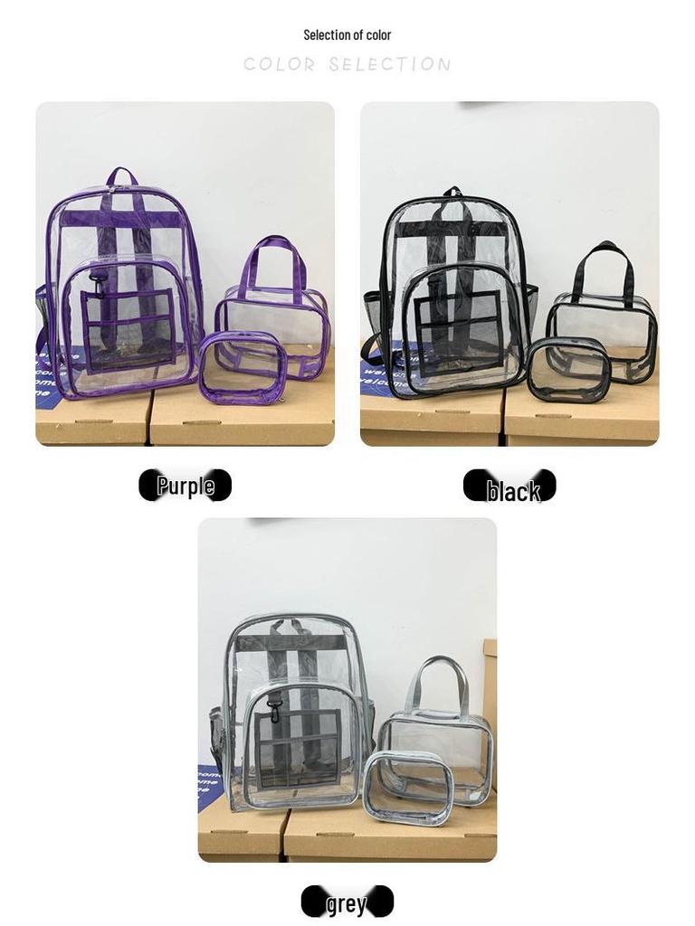 Large Capacity Transparent PVC Backpack for Students