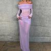 Autumn and Winter New One-word Shoulder Mesh Sexy Spice Slim Long-sleeved Dress Women