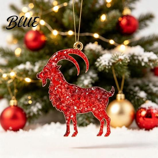 Hanging Decor for Party 2D Acrylic Goat Christmas Tree Ornament Zodiac Pendant with Gold String Year Festive Pendants of The Ornament 2027 Chinese