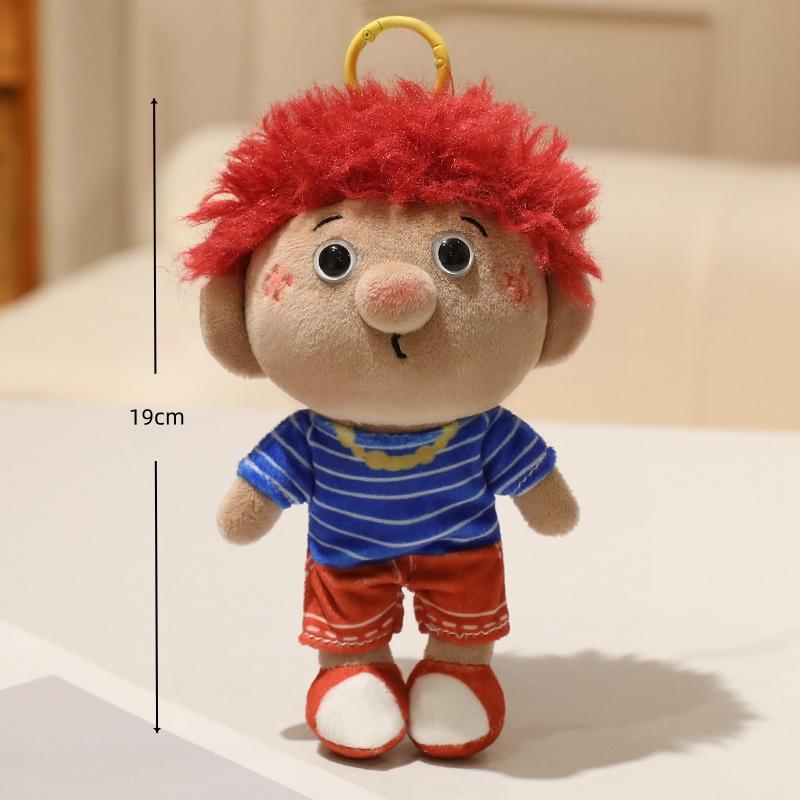 Cute Curly Hair Family Plush Keychain Toy Cartoon Figure Stuffed Doll Bag Hanging Decoration Kids Accessory Gift