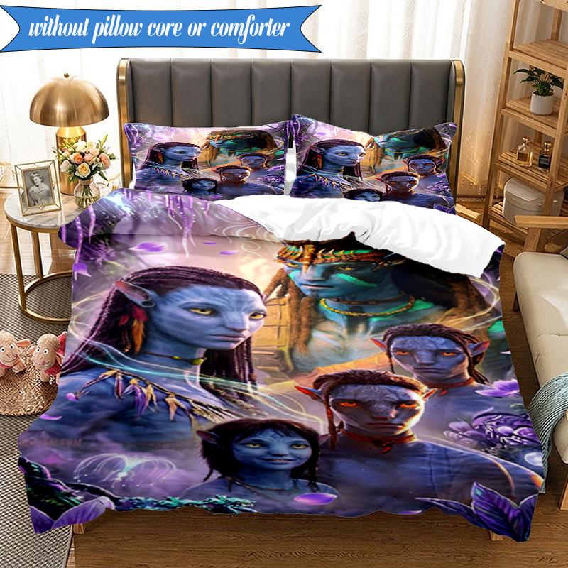 3-teiliges Ava-tar Abenteuer Bettwäsche-Set, Enthält 1 Stück Bettbezug und 2 Stück Kissenbezüge. Perfekt für Schlafzimmer, Wohnheim, Weihnachtsgeschenk für Fans