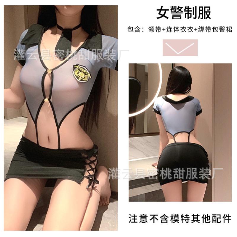 Sexy lingerie hot hollow hip wrap secretary cosplay sexy temptation stewardess policewoman uniform temptation